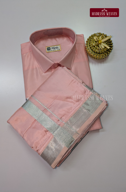 Premium Japan Silk Dhoti Set - Pink