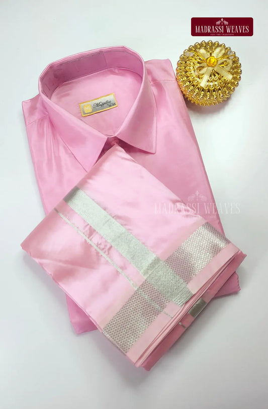 Premium Japan Silk Dhoti Set - Rosy Pink