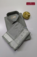 Premium Japan Silk Dhoti Set - Steel Grey
