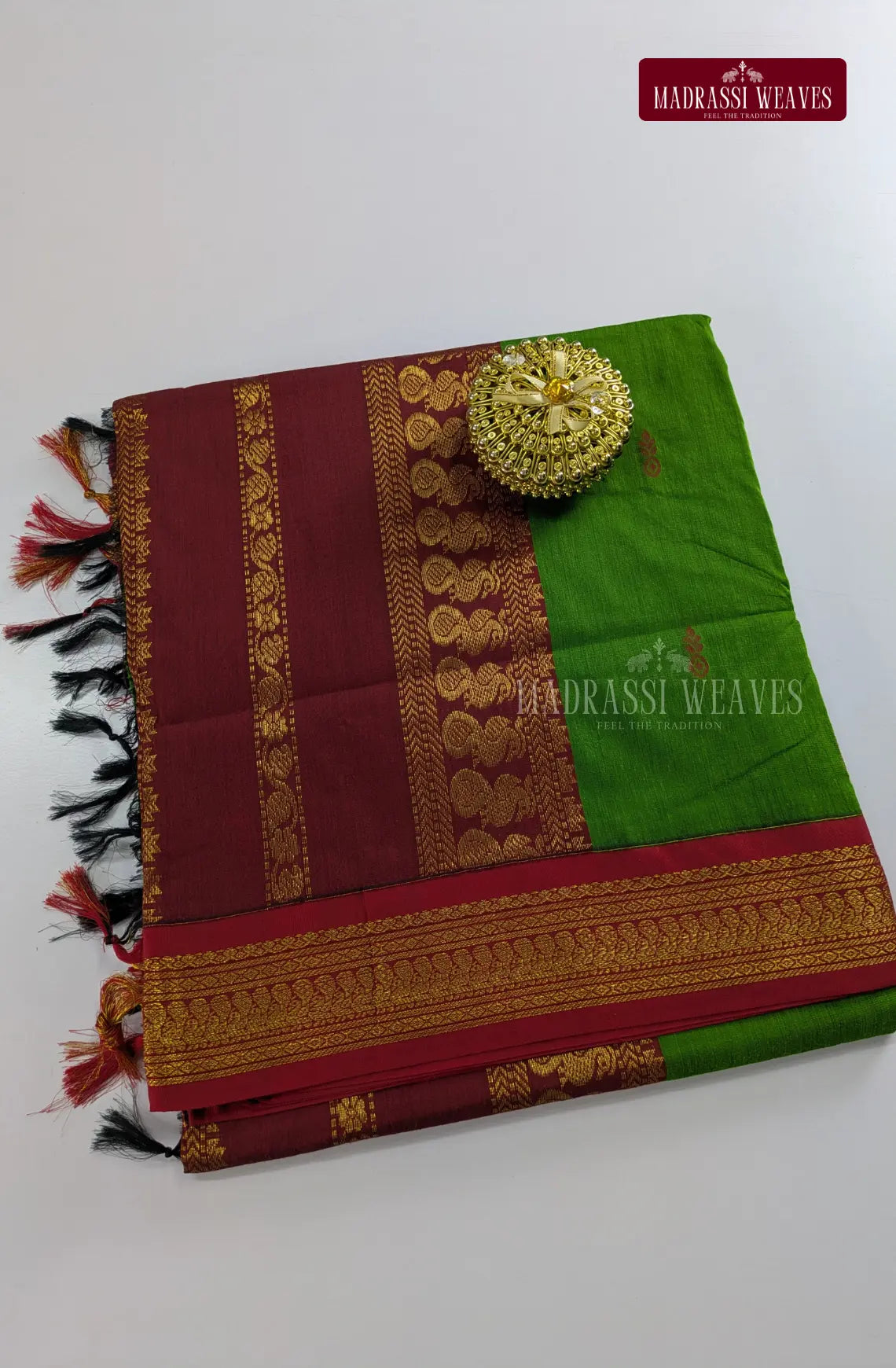 Premium Kalyani Gadwal Cotton Saree - Green