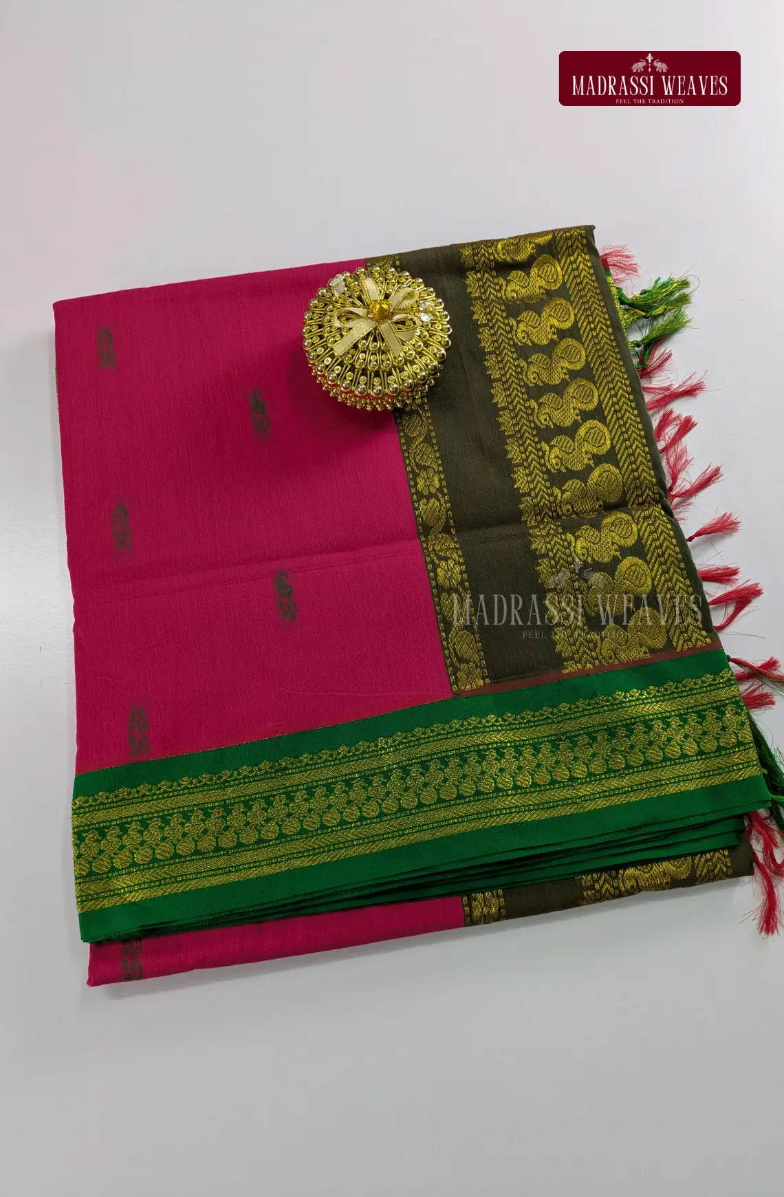 Premium Kalyani Gadwal Cotton Saree - Hot Pink