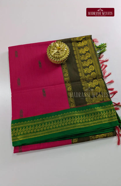 Premium Kalyani Gadwal Cotton Saree - Hot Pink