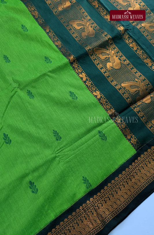 Premium Kalyani Gadwal Cotton Saree - Green