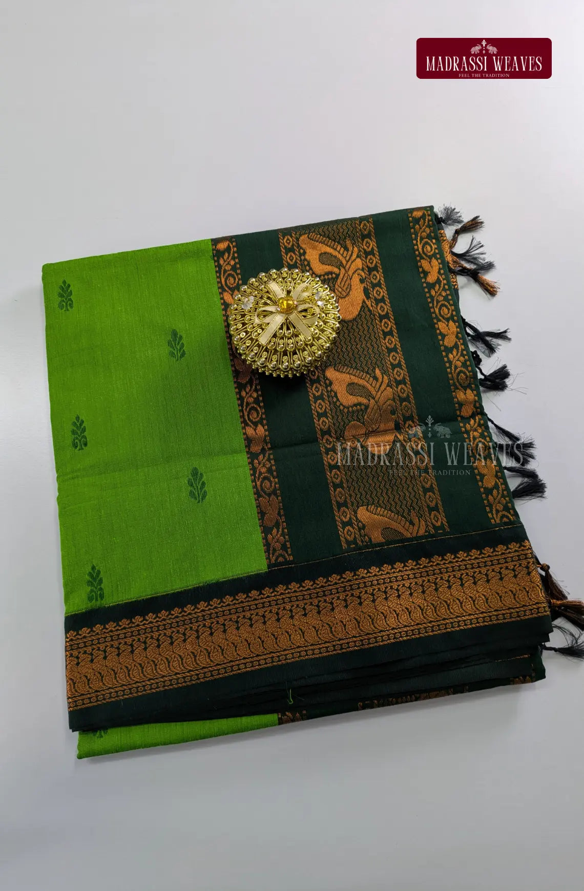 Premium Kalyani Gadwal Cotton Saree - Green