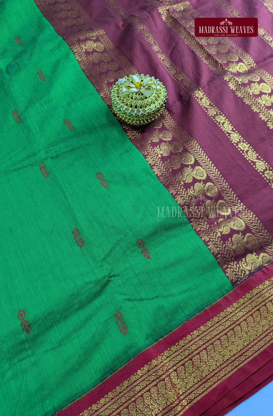 Premium Kalyani Gadwal Cotton Saree - Green