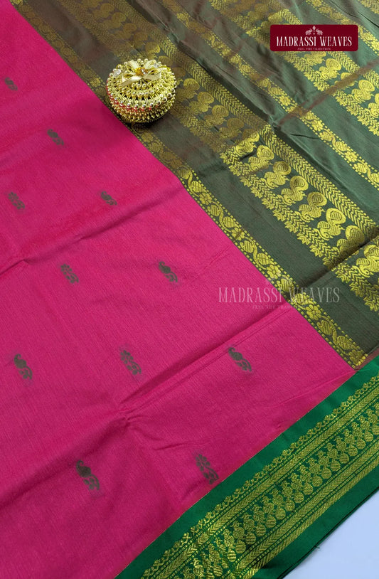 Premium Kalyani Gadwal Cotton Saree - Hot Pink