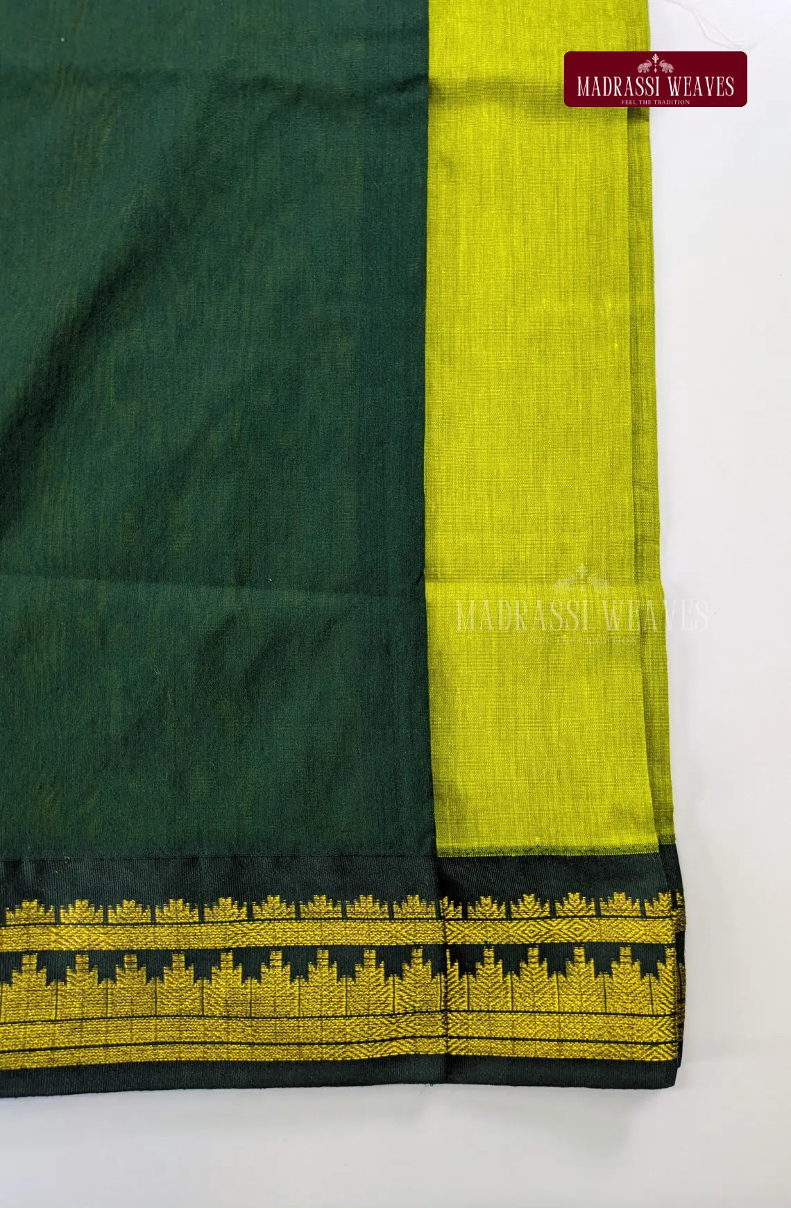 Premium Kalyani Gadwal Cotton Saree - Nature Green