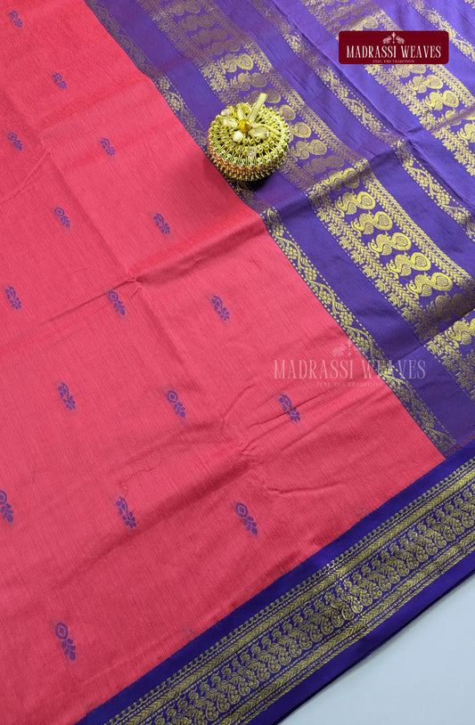 Premium Kalyani Gadwal Cotton Saree - Rose