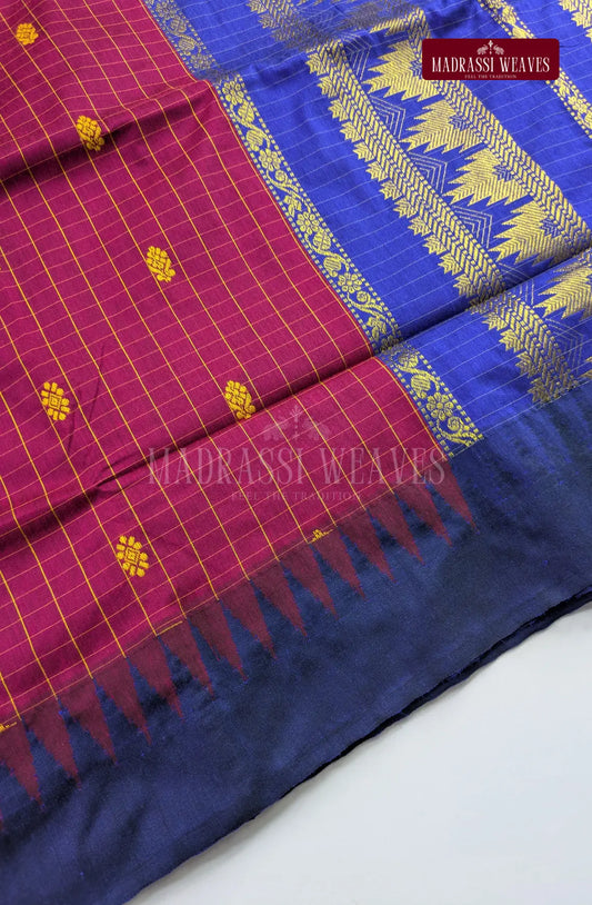 Premium Kalyani Gadwal Kattam Butta  Sarees - Kum Kum