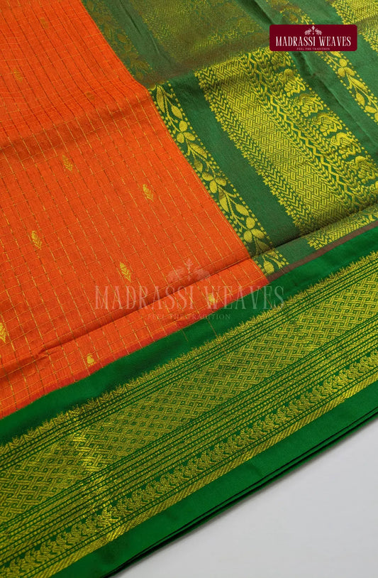 Premium Kalyani Gadwal Kattam Butta  Sarees - Orange