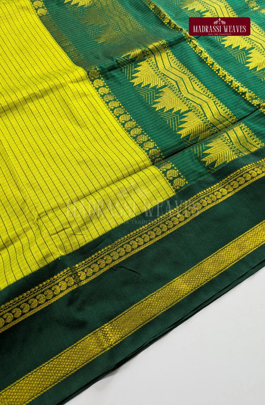 Premium Kalyani Gadwal Kattam Sarees - Lumous Lime