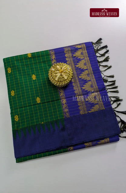 Premium Kalyani Kattam Thread Butta Sarees - Green