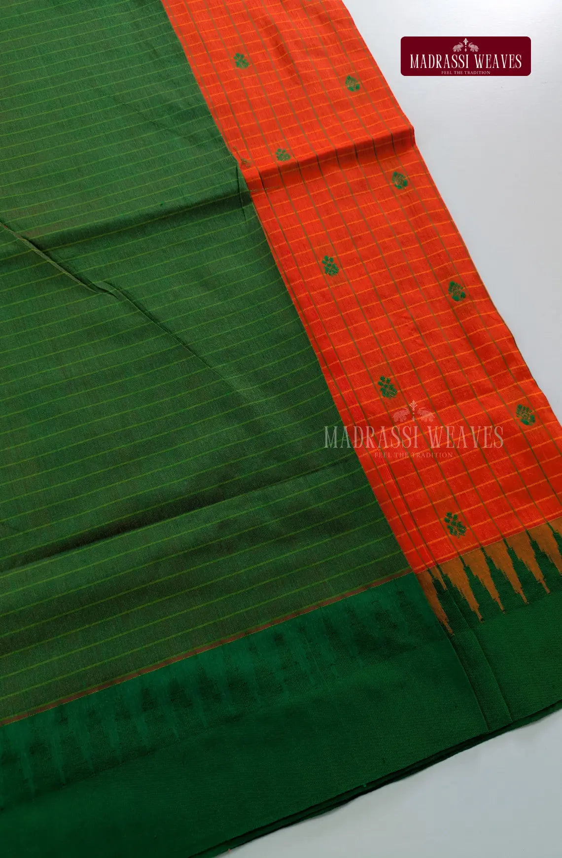 Premium Kalyani Kattam Thread Butta Sarees - Orange