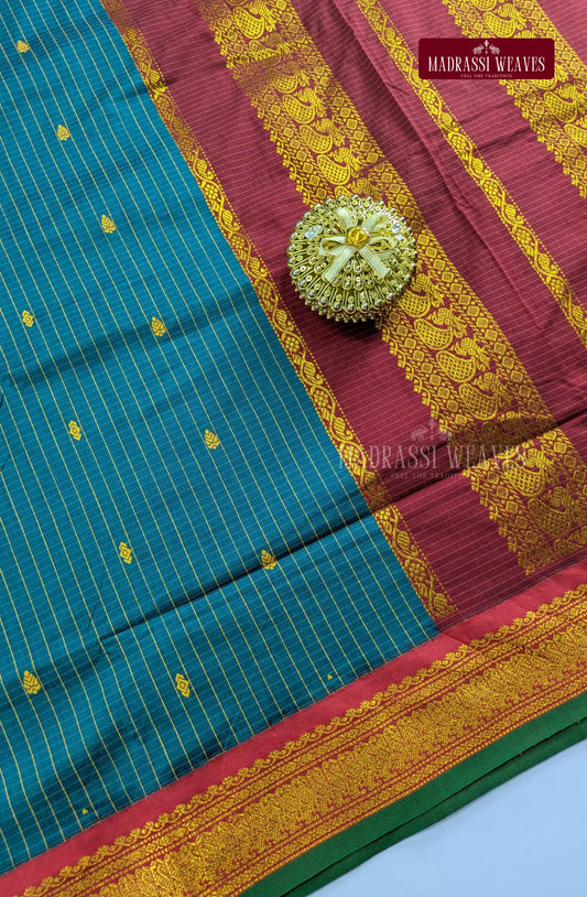 Premium Kalyani Kattam Thread Butta Sarees - Royal Blue