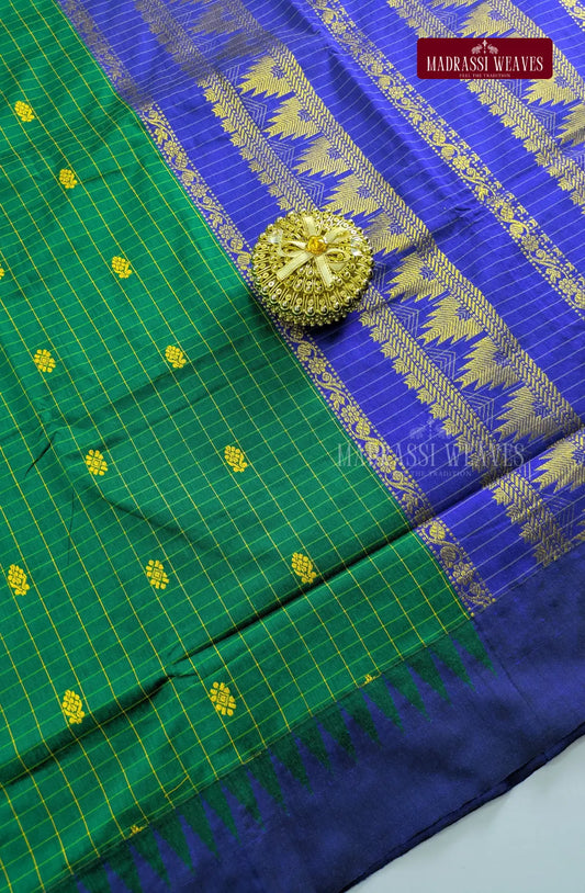 Premium Kalyani Kattam Thread Butta Sarees - Green