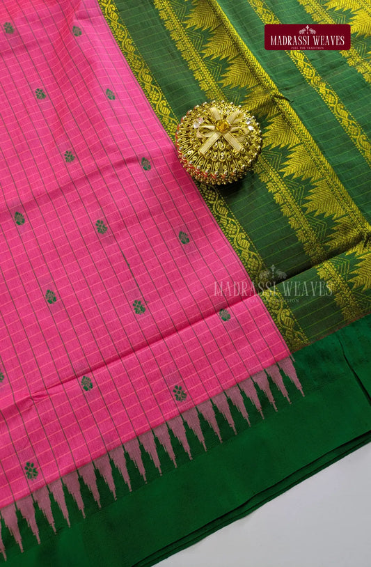 Premium Kalyani Kattam Thread Butta Sarees - Pink