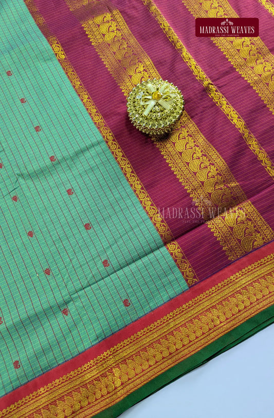 Premium Kalyani Kattam Thread Butta Sarees - Pista