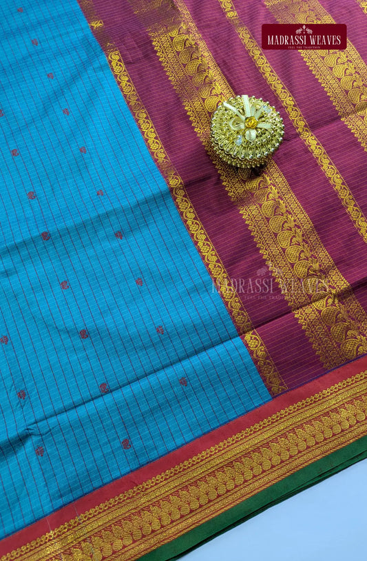 Premium Kalyani Kattam Thread Butta Sarees - Royal Blue