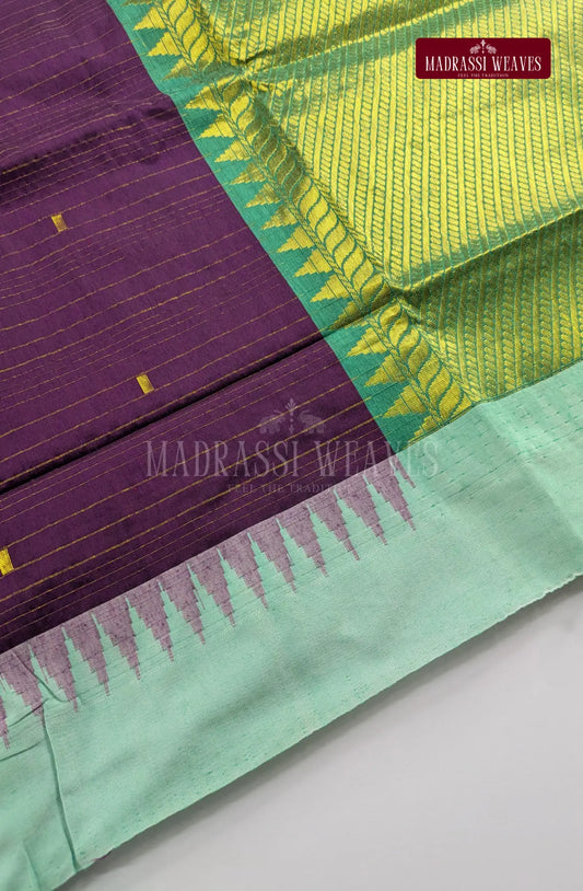 Premium Kalyani Korvai Tower Butta Sarees - Jamoon Fruit