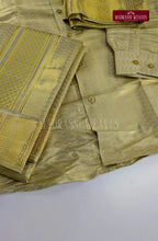 Premium Men's Wedding  Tissue Silk Dhoti Set - Gold 2