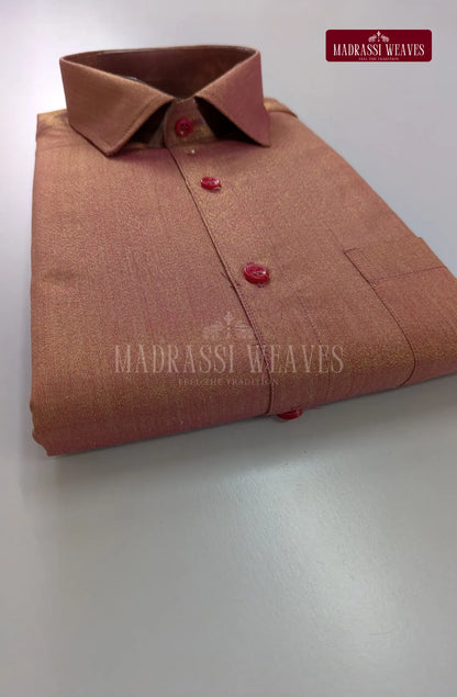 Premium Shiny Cotton Tissue Dhoti Set - Crimson Red