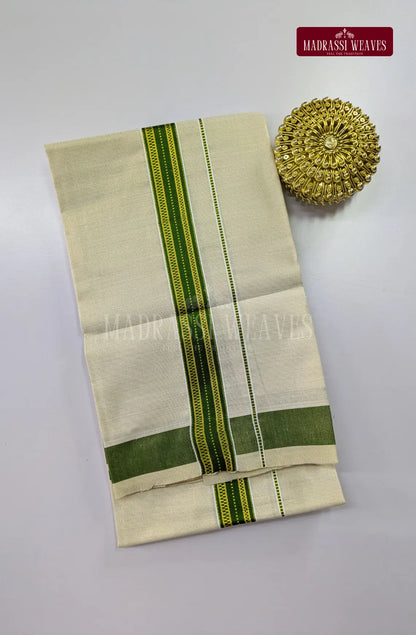 Premium Shiny Cotton Tissue Dhoti Set - Green