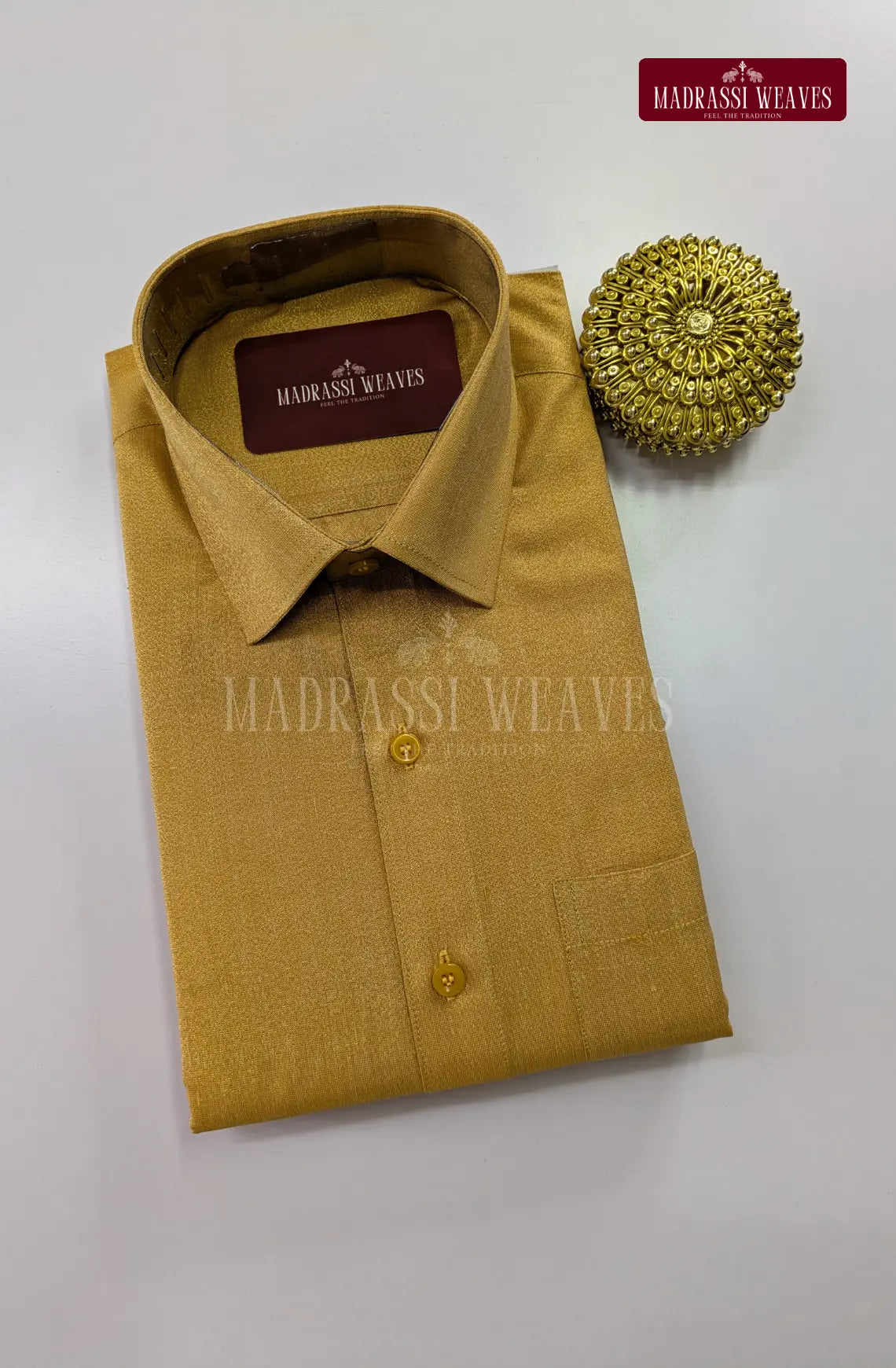 Premium Shiny Cotton Tissue Dhoti Set - Methi Yellow