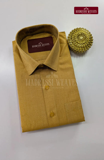 Premium Shiny Cotton Tissue Dhoti Set - Methi Yellow