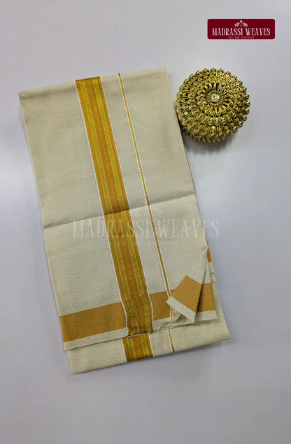 Premium Shiny Cotton Tissue Dhoti Set - Methi Yellow