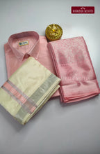 Premium Silk Couple Combo Set with Colour Zari - Pink