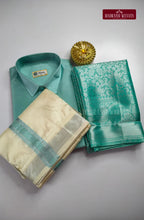 Premium Silk Couple Combo Set with Colour Zari - Rama