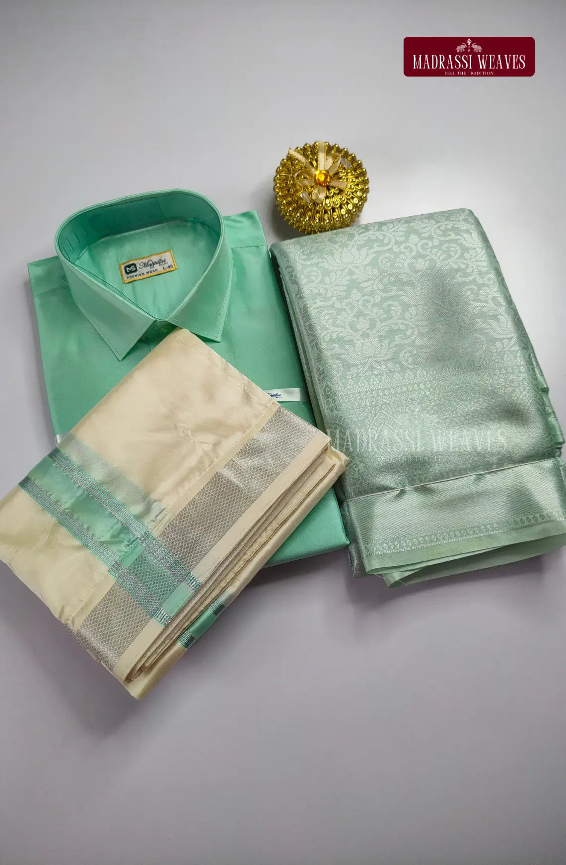 Premium Silk Couple Combo Set with Colour Zari - Rexona