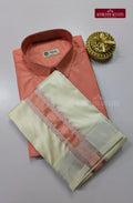 Premium Silk Dhoti Set with Colour Zari - Pinkish Peach
