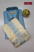 Premium Silk Dhoti Set with Colour Zari - Sky Blue