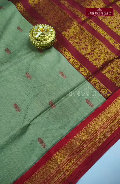 Premium kalyani Gadwal Cotton Sarees - Pista