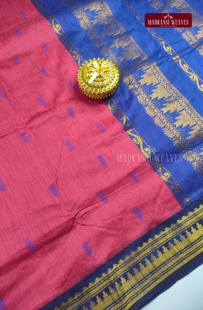 Premium kalyani Gadwal Cotton Sarees - Rani Pink