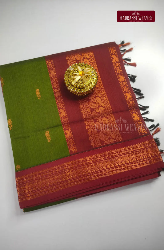Premium kalyani Gadwal Cotton Sarees - Grass Green
