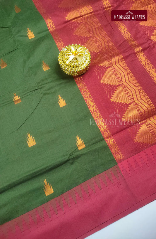Premium kalyani Gadwal Cotton Sarees - Grass Green