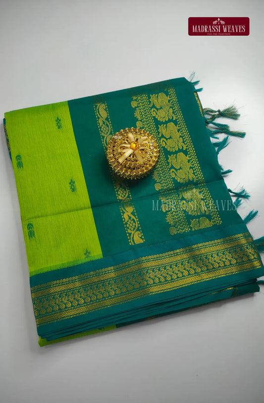 Premium kalyani Gadwal Cotton Sarees - Green