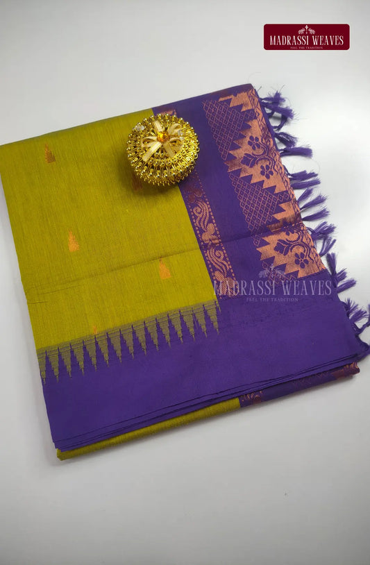 Premium kalyani Gadwal Cotton Sarees - Parrot Green