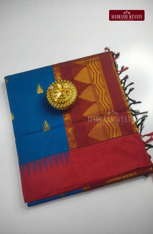 Premium kalyani Gadwal Cotton Sarees - Rama Blue