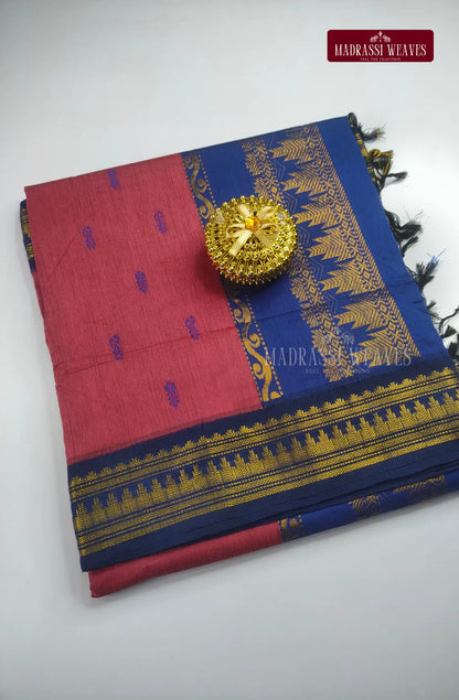 Premium kalyani Gadwal Cotton Sarees - Rani Pink
