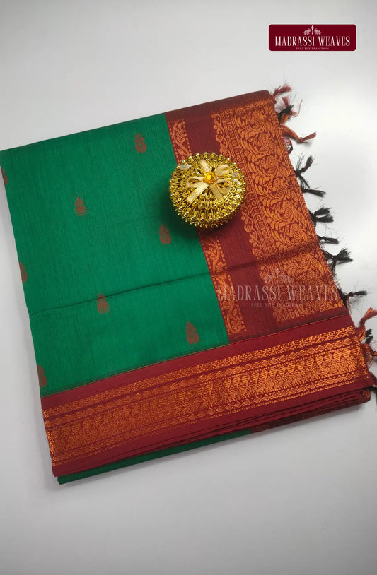 Premium kalyani Gadwal Cotton Sarees - Sapphire Green