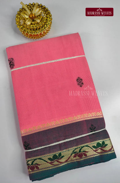 Pure Cotton Saree with Floral Border