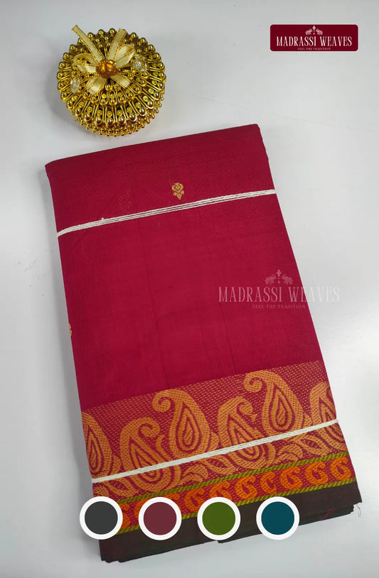 Pure Cotton With Fancy Border Sarees