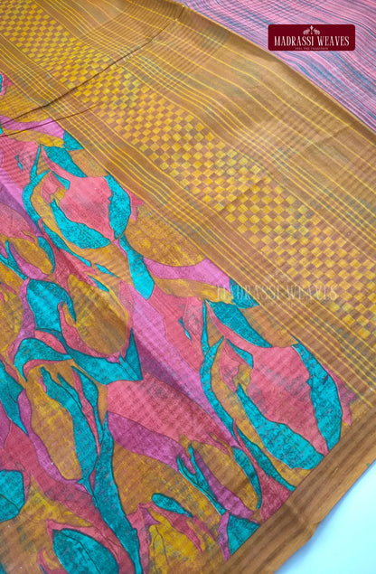 Pure Cotton With Trendy Print Saree - Multi Pink