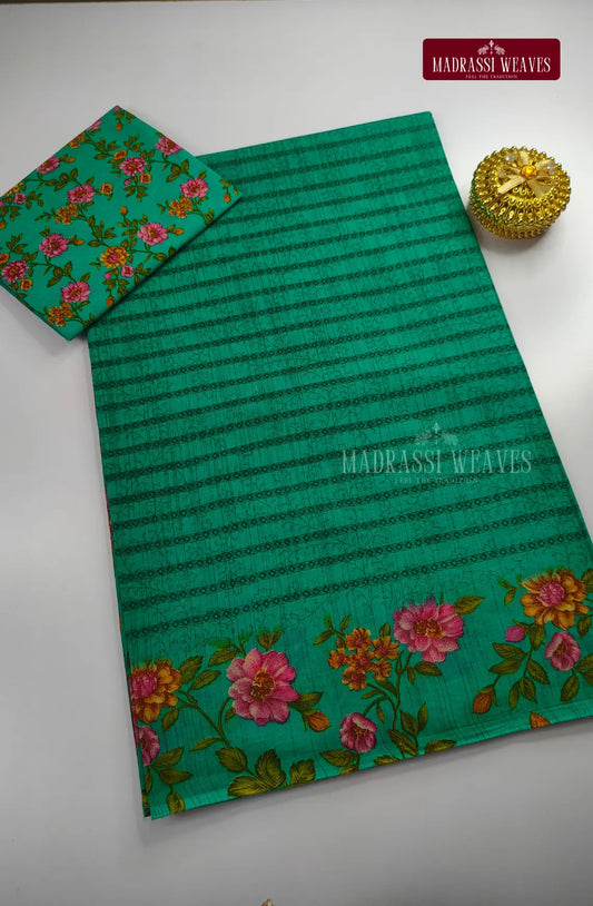 Pure Cotton With Trendy Print Saree - Sapphire