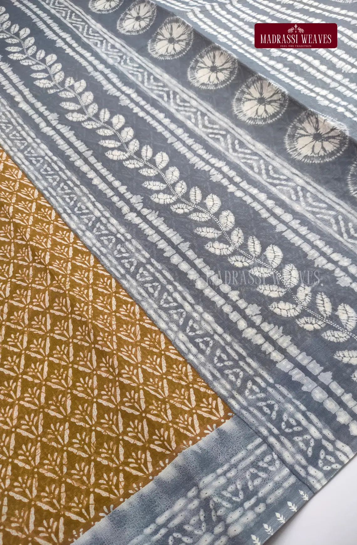 Pure Cotton With Trendy Print Saree - Methi