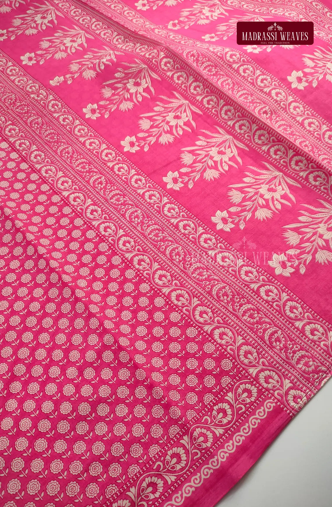 Pure Cotton With Trendy Printed Saree - Pink