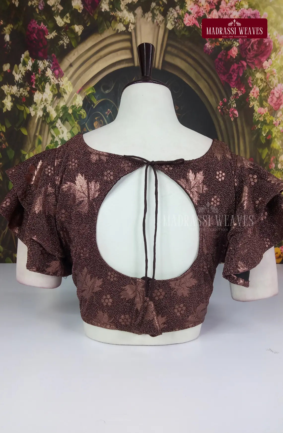 ReadyMade Fancy Sleeve Velvet Blouse With lining - Brown